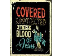 Oudrspo Vintage coperto e protetto dal sangue di esso poster metallo alluminio latta segno 8x12 pollici decorazione da parete