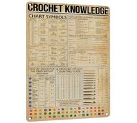 Oudrspo Vintage Crochet Knowledge Ultimate Crocheter'S Cheat Sheet Crochet Lovers Guida all'uncinetto per donne Poster da cucito Targa in metallo e alluminio Decorazione da parete 8x6 pollici