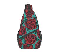 Oudrspo Vintage floreale rosa rossa fiori bordeaux borse a tracolla donna uomo borsa a tracolla tracolla regolabile zaino a tracolla per ciclismo viaggi sport escursionismo