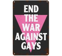 Oudrspo Vintage Gay Pride End The War Against Gays Poster Metallo Alluminio Targa in latta 8x6 pollici Decorazione da parete