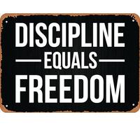Oudrspo Vintage Gym Discipline Equals Freedom Gym De Poster Metallo Alluminio Targa in latta 8x6 pollici Decorazione da parete