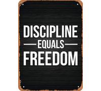Oudrspo Vintage Gym Discipline Equals Freedom Street Poster Metallo Alluminio Targa in latta 12x16 pollici Decorazione da parete