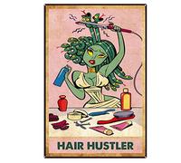 Oudrspo Vintage Medusa Hair Hustler Parrucchiere Parrucchiere Living The Poster Metallo Alluminio Targa in latta 12x16 pollici Decorazione da parete