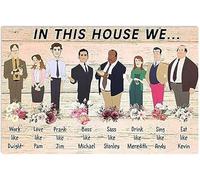 Oudrspo Vintage This House We Work Like Dwight Prank Like Jim Love Like Pam Sass Like Stanley Poster Metallo Alluminio Targa in latta 8x12 pollici Decorazione da parete