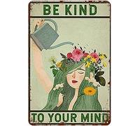 Oudrspo Vintage Tin Be Kind to Your Mind Poster femminista in metallo e alluminio, decorazione da parete, 12x16 pollici