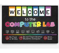 Oudrspo Welcome to Computer Lab Wall Art Poster Decorazione per l'aula Targa in metallo Scuola Casa Camera da letto Club Biblioteca Decorazione da parete Targa in metallo vintage 12x16 pollici