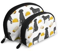 Oudrspo Womens Black Labrador, Tacos, Food, Travel Cosmetic Bags Waterproof 2PC Makeup Clutch Pouch Cosmetici e articoli da toeletta Organizer Bag Portable Travel Beauty Case Girls