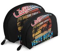Oudrspo Womens California Beach T Shirt Graphic Travel Cosmetic Bags Waterproof 2PC Makeup Clutch Pouch Cosmetici e articoli da toeletta Organizer Bag Portable Travel Beauty Case Girls