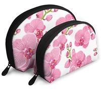 Oudrspo Womens Floral Pattern con Bright Pink Purple Travel Cosmetic Bags Waterproof 2PC Makeup Clutch Pochette Cosmetici e articoli da toeletta Organizer Bag Portable Travel Beauty Case Ragazze
