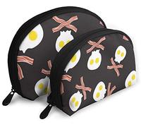Oudrspo Womens Fried Eggs As Skull and Cross Bacon Travel Cosmetic Bags Waterproof 2PC Makeup Clutch Pouch Cosmetici e articoli da toeletta Organizer Bag Portable Travel Beauty Case Girls