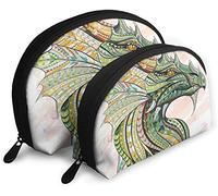 Oudrspo Womens Head of Legend Dragon Travel Cosmetic Bags Waterproof 2PC Makeup Clutch Pouch Cosmetici e articoli da toeletta Organizer Bag Borsa da toilette da viaggio portatile Ragazze