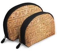 Oudrspo Womens Hieroglyphics Great Pyramid Travel Cosmetic Bags Waterproof 2PC Makeup Clutch Pouch Cosmetici e articoli da toeletta Organizer Bag Portable Travel Beauty Case Girls