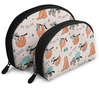 Oudrspo Womens Lovely Sloth Travel Cosmetic Bags Waterproof 2PC Makeup Clutch Pouch Cosmetici e articoli da toeletta Organizer Bag Borsa da toilette da viaggio portatile Ragazze
