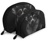 Oudrspo Womens Portrait of A Welsh Corgi Head On A Black Travel Beauty Case Impermeabile 2PC Pochette Trucco Cosmetici e Articoli da Toeletta Organizer Borsa Portatile Travel Beauty Case Ragazze