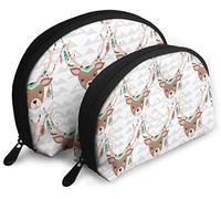 Oudrspo Womens Tribal Deer Head Travel Cosmetic Bags Waterproof 2PC Makeup Clutch Pouch Cosmetici e articoli da toeletta Organizer Bag Portable Travel Beauty Case Girls