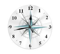 Oudrspo Wondertify Antico Orologio da Parete Rosa dei Venti Navigazione Stella Bussola Silenzioso Senza Ticchettio Orologio Rotondo Decorativo Orologio da Parete a Batteria 10 Pollici Bianco