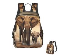 Oudrspo Zainetto carino per uomo e donna, leggero, impermeabile, per laptop, borsa a tracolla da viaggio, elefante e cucciolo di elefante, zainetto casual da giorno