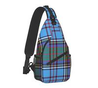Oudrspo Zaino antifurto a tracolla Borsa a tracolla blu scozzese in tartan scozzese per uomo Donna, Borsa da palestra regolabile resistente Ciclismo Viaggio Escursionismo Zaino