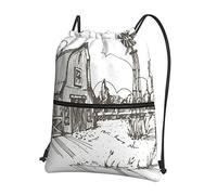 Oudrspo Zaino con coulisse con cerniera per il tempo libero all'aperto per case di piccola città =>> 15,3 x 18 pollici/ 39 x 46 cm (LXH), ottimo per viaggi, bagaglio a mano, bagagli, campeggio