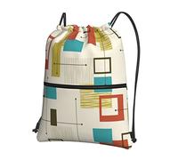 Oudrspo Zaino con coulisse con cerniera per il tempo libero moderno della metà del secolo =>> 15,3 x 18 pollici / 39 x 46 cm (LXH), ottimo per viaggi, bagaglio a mano, bagagli, campeggio