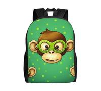 Oudrspo Zaino da viaggio Green Clever Monkey impermeabile e leggero, zaino casual classico e carino per laptop, per uomo e donna