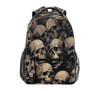 Oudrspo Zaino per laptop impermeabile con teschio terrificante, ideale per viaggi, università, tempo libero, leggero e robusto, perfetto per uomo e donna.