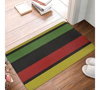 Oudrspo Zerbino per porta d'ingresso, resistente e morbido, con motivo a righe rastafariane e elementi astratti della cultura caraibica, ideale per interni ed esterni, con suola in gomma, 40 x 60 cm.
