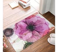 Oudrspo Zerbino resistente e morbido con motivo ad senza cuciture e anemoni, ideale per interni ed esterni, con suola in gomma, 40 x 60 cm.