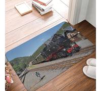 Oudrspo Zerbino resistente e morbido per la porta d'ingresso di una stazione ferroviaria con locomotiva a vapore a scartamento ridotto, adatto per interni ed esterni, con suola in gomma, 40 x 60 cm.