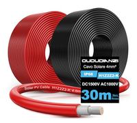 Oududianzi Cavo Solare 4mm2 30m, H1Z2Z2-K Cavo Fotovoltaico, Solare Pannello Cavo 10/20/30/50/100m, Cavo di Prolunga Solare per Pannello Solare, Inverter e Regolatore di Carica (30m Nero+30m Rosso)