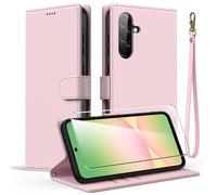 Oududianzi - Cover Compatibile con Samsung Galaxy A56 5G con 1 Vetro Temperato, custodia a libro in similpelle premium con funzione portafoglio e supporto - Rosa