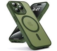 Oududianzi-Cover per iPhone 15 Pro Compatibile con MagSafe, Custodia Traslucida Posteriore PC Silicone TPU Bumper, Protezione Della Fotocamera, Cover Militare Antiurto Anti-Impronte-SogeGreen