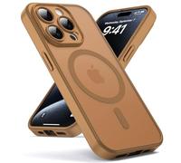 Oududianzi-Cover per iPhone 15 Pro Max Compatibile con MagSafe, Custodia Traslucida Posteriore PC Silicone TPU Bumper, Protezione Della Fotocamera, Cover Militare Antiurto Anti-Impronte-Caffè Marrone