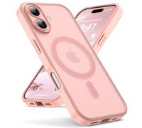 Oududianzi - Cover per iPhone 16 Compatibile con MagSafe, Custodia Traslucida Posteriore PC Silicone TPU Bumper, Protezione Della Fotocamera, Cover Militare Antiurto Anti-Impronte - Rosa