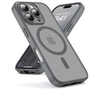 Oududianzi-Cover per iPhone 16 Pro Compatibile con MagSafe, Custodia Traslucida Posteriore PC Silicone TPU Bumper, Protezione Della Fotocamera, Cover Militare Antiurto Anti-Impronte-TitaniumGray