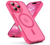 Oududianzi-Cover per iPhone 16 Pro Max Compatibile con MagSafe, Custodia Traslucida Posteriore PC Silicone TPU Bumper, Protezione Della Fotocamera, Cover Militare Antiurto Anti-Impronte-Rose Rosso