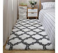 Ouduo Tappeto Shaggy Pelo Lungo Modern Tappeti Salotto, Tappetini Peloso Antiscivolo Soffice Peluche Interno per Salotto Camera da Letto Pavimento Lavabili Ornamenti (Lanterna Bianca,40 * 60cm)