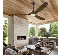 OUENGK Ventilatore da soffitto da 106 cm con luce a pale di legno pale | Il ventilatore a soffitto a tre pale con telecomando rustico ed è dotato di un motore a DC silenzioso a sei velocità.