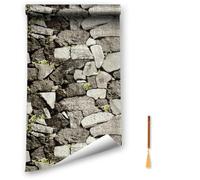 Oufdj-iPro Carta da parati in mattoni, in vinile, autoadesiva, con mattoni rossi, impermeabile, con squisita segnalibro in legno, 44,5 x 1200 cm