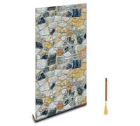 Oufdj-iPro Carta da parati in pietra, 44,5 x 800 cm, autoadesiva, in vinile, mattone rosso, decorazione da parete impermeabile, rotolo di segnalibri in legno squisito