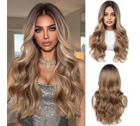 OUFEI Ombre Biondo Scuro Parrucche per Le Donne Parrucca Lunga Ricci Capelli Sintetici Resistenti Al Calore Parrucche per Il Partito Quotidiano Cosplay Wear