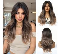OUFEI Ombre Brown Parrucche per donne Parrucca lunga riccia capelli sintetici resistenti al calore per ogni giorno feste cosplay Wear