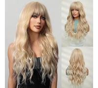 OUFEI Parrucche Lunghe Ondulate Ombre Ginger con Frangetta per Le Donne Capelli Sintetici Naturali Parrucche Resistenti Al Calore per Usura Quotidiana Partito Cosplay