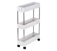 OUFEIJIA Carrello portaoggetti sottile in plastica multifunzionale, con 3 ripiani, per bagno, ufficio, cucina, uso domestico, bianco