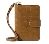 OUFEIJIA EUR Borsa di passaporto sospeso del collo Portable Boarding Pass Documentistica Porta stoccaggio supporto for protezione Cover Design compatto(Bruin)