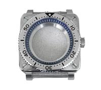 OUFEIJIA EUR Cassa quadrata in acciaio inossidabile da 42 mm con vetro zaffiro e ombra interna blu scuro, compatibile il movimento NH35/36(Steel)