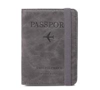 OUFEIJIA EUR Custodia protettiva for portapassaporto, borsa for passaporto, portadocumenti, biglietto aereo for l'estero, documento di viaggio, portacarte Design compatto(Grey)