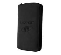 OUFEIJIA EUR Portapassaporto multifunzionale con cerniera, custodia for passaporto da viaggio in pelle PU blocco RFID, portadocumenti Design compatto