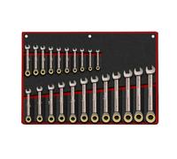 OUFEIJIA EUR Set di Chiavi a Cricchetto a Rilascio Rapido, 22 Pezzi 6-32mm, Combinazione Automatica a Doppio Senso Forchetta e Tubolare