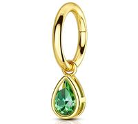 OUFER 14G Oro Penzola Piercing Ombelico Anello Acciaio Inossidabile 316L Belly Piercing Ring Teardrop Green CZ Gioielli Per il Corpo Per Le Donna 10 mm